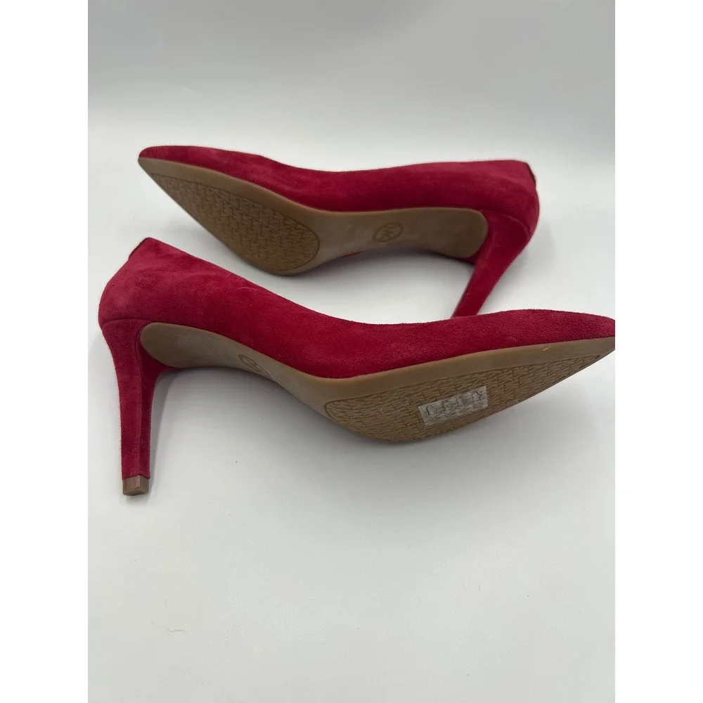 Michael Kors Dorothy Flex Pump Berry Red Suede Pointed Toe Stiletto Heel 8.5 - Picture 7 of 8